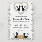 Elegant black cat wedding invitation 招待状 (正面)
