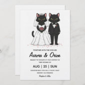 Elegant black cat wedding invitation 招待状 (正面/裏面)