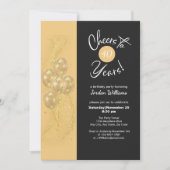Elegant Black Cheers to 40 Years Birthday Party 招待状 (正面)