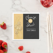 Elegant Black Cheers to 50 Years Birthday Party スタンダードカクテルナプキン (インサイチュ)