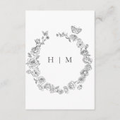 Elegant Black Chinoiserie Bird Crest Wedding エンクロージャーカード (裏面)