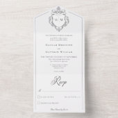 Elegant Black Chinoiserie Bird Crest Wedding オールインワン招待状 (内側)