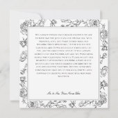 Elegant Black Chinoiserie Bird & Crest Wedding サンキューカード (裏面)