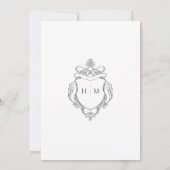 Elegant Black Chinoiserie Bird & Crest Wedding 招待状 (裏面)