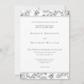 Elegant Black Chinoiserie Bird Crest Wedding 招待状 (正面)