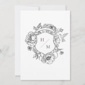 Elegant Black Chinoiserie Bird Crest Wedding 招待状 (裏面)