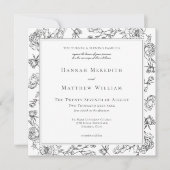 Elegant Black Chinoiserie Bird & Crest Wedding 招待状 (正面)