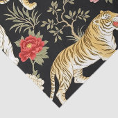 Elegant Black Chinoiserie Tiger and Peony Pattern 薄葉紙 (詳細)
