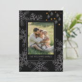 Elegant Black Christmas Greenery Wreath 4 Photo Ho シーズンカード (スタンド正面)