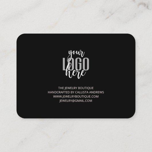 Elegant Black Coral Script Logo Customer Thank You 名刺 (裏面)