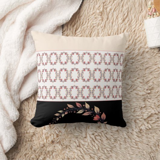 Elegant Black Cream And Clay クッション (ブランケット)