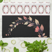 Elegant black cream and rose clay キッチンタオル (折り畳み)