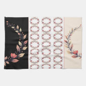Elegant black cream and rose clay キッチンタオル (横)