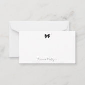 Elegant Black Decorative Bow Handwritten Name  ノートカード (正面)
