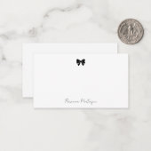 Elegant Black Decorative Bow Handwritten Name  ノートカード (正面/裏面インサイチュ)