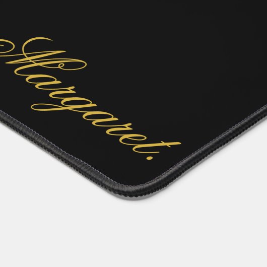 Elegant Black Desk Mat Featuring Your Name デスクマット (コーナー)