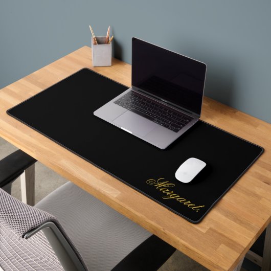 Elegant Black Desk Mat Featuring Your Name デスクマット (オフィス2)