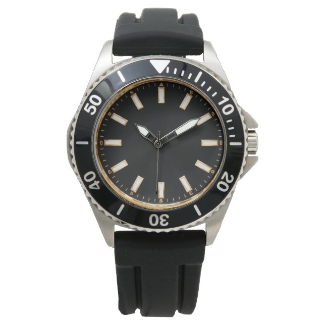 Elegant Black Diver Style Watch Design  腕時計 (正面)