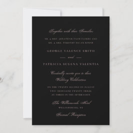 Elegant Black Dramatic Gray Script Wedding 招待状