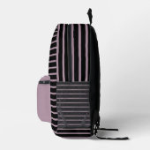 Elegant Black & Dusty Mauve Line Art Backpack プリントバックパック (右)