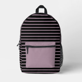 Elegant Black & Dusty Mauve Line Art Backpack  プリントバックパック