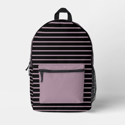 Elegant Black & Dusty Mauve Line Art Backpack プリントバックパック (正面)