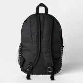 Elegant Black & Dusty Mauve Line Art Backpack プリントバックパック (裏面)