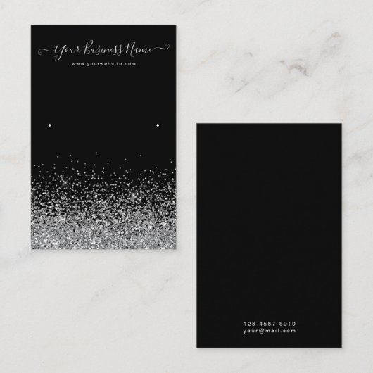 Elegant Black Earring Display Card Custom Business 名刺 (正面/裏面)