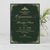 Elegant Black Emerald Green Princess Quinceañera  招待状 (スタンド正面)