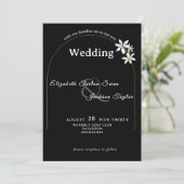 Elegant Black Floral Arch Typography Wedding 招待状 (スタンド正面)