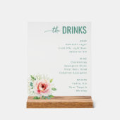 Elegant Black Floral Beverage Menu アクリルサイン (正面)