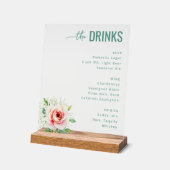 Elegant Black Floral Beverage Menu アクリルサイン (傾斜)