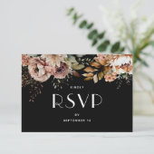 Elegant Black Floral Boho Wedding | Meal Choice 出欠カード (スタンド正面)