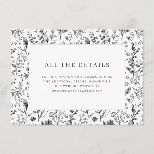 Elegant Black Floral Botanical エンクロージャーカード (正面)