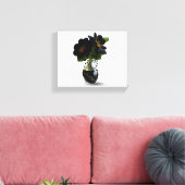 Elegant Black Floral Bouquet in Marble Vase. キャンバスプリント (インサイチュ (リビング))