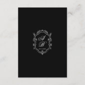 Elegant Black Floral Crest Monogram Script Wedding エンクロージャーカード (裏面)