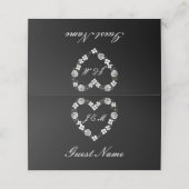 Elegant Black Floral Heart Wedding Place Card プレイスカード (外部開封)