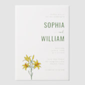 Elegant Black Floral Lilies ベラム紙招待状 (正面)