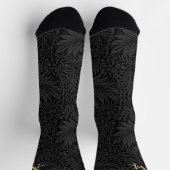 Elegant Black Floral Monogram Name Socks ソックス (上部)