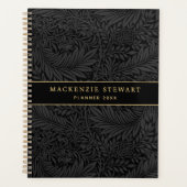 Elegant Black Floral Pattern 2026 プランナー手帳 (正面)