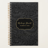 Elegant Black Floral Pattern 2026 プランナー手帳 (正面)