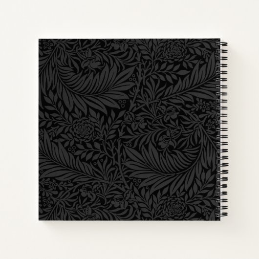 Elegant Black Floral Pattern Notebook ノートブック (裏面)