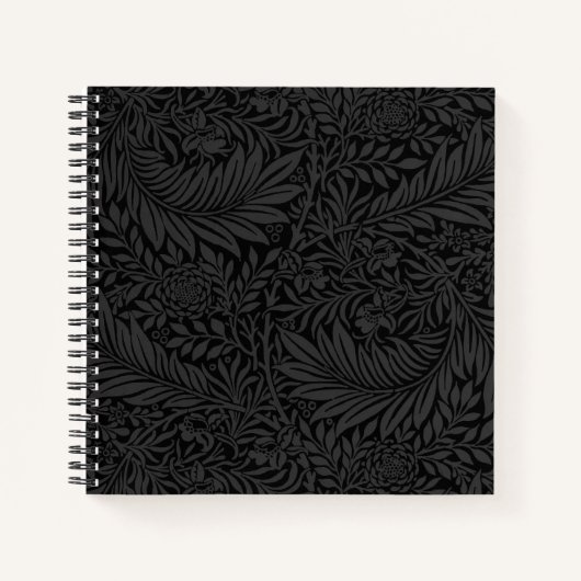 Elegant Black Floral Pattern Notebook ノートブック (正面)