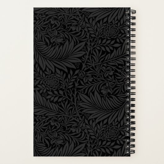 Elegant Black Floral Pattern Notebook ノートブック (裏面)