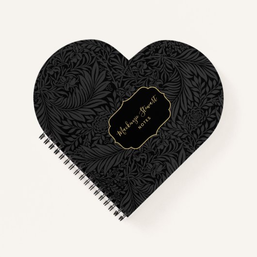 Elegant Black Floral Pattern Sketchbook ノートブック (正面)