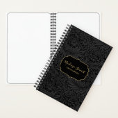 Elegant Black Floral Pattern Sketchbook ノートブック (内側)