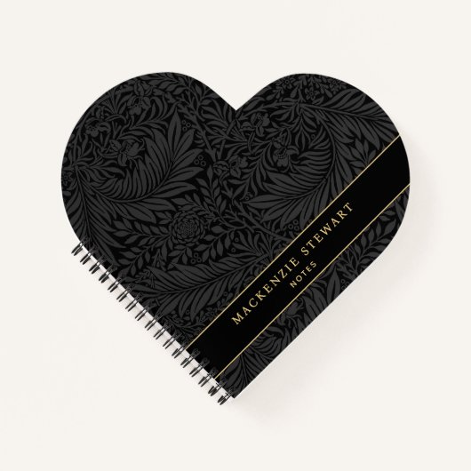 Elegant Black Floral Pattern Sketchbook ノートブック (正面)