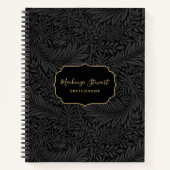 Elegant Black Floral Pattern Sketchbook ノートブック (正面)