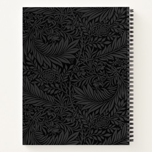 Elegant Black Floral Pattern Sketchbook ノートブック (裏面)