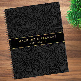 Elegant Black Floral Pattern Sketchbook ノートブック